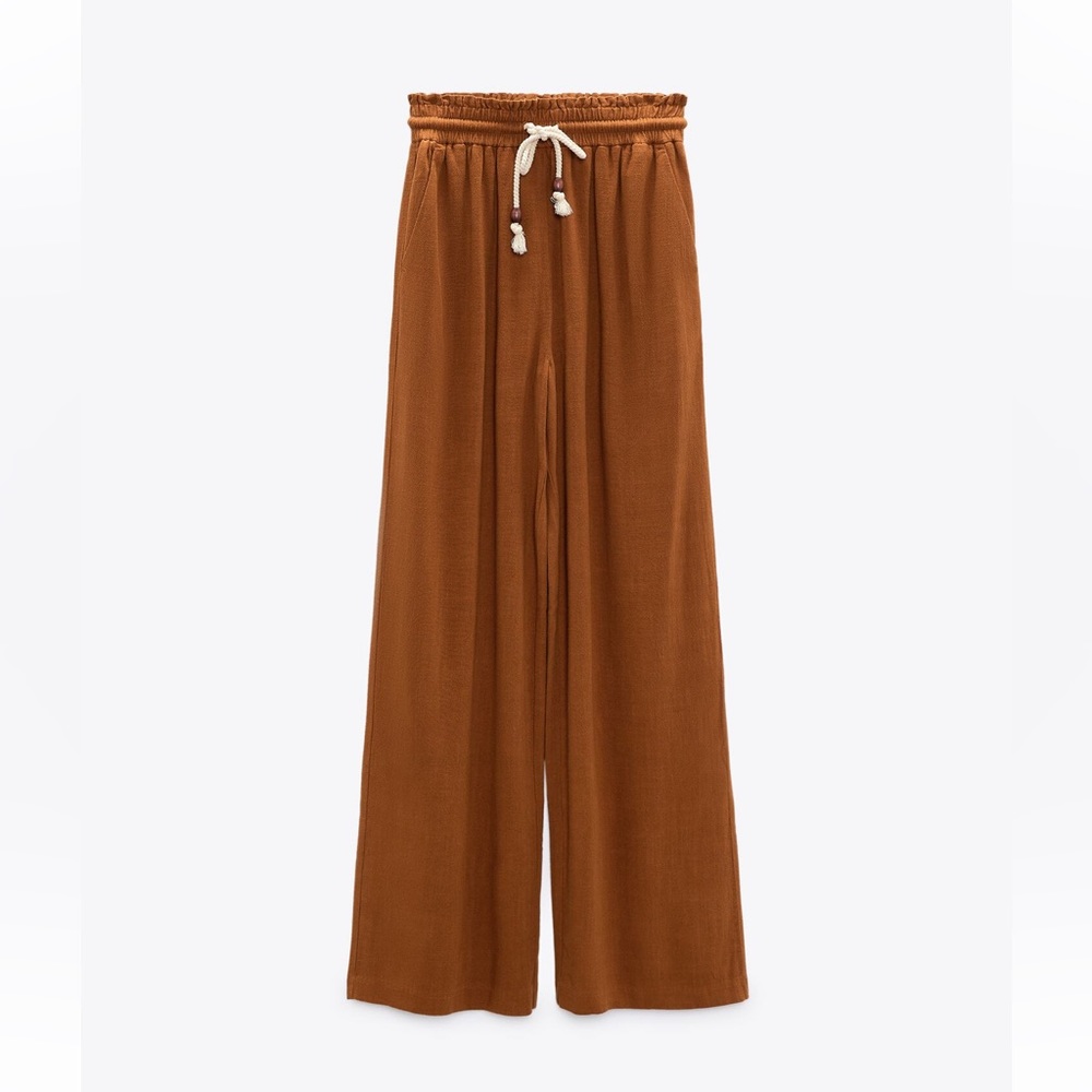 Zara Wide Leg Pants NWT Terracota Elastic Waist